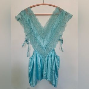 SOLD Vintage Teal Lace Teddy